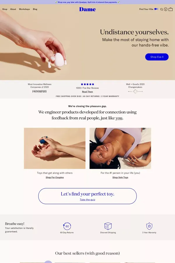 Dame Products • Engineering for intimacy - Ecommerce design inspiration