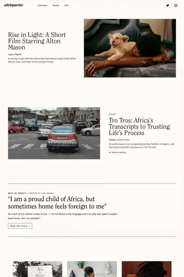 Afriquette - Blog design inspiration