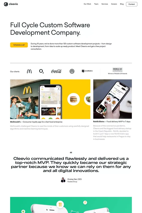 Cleevio | Full Cycle Custom Software Development Company - Portfolio design inspiration