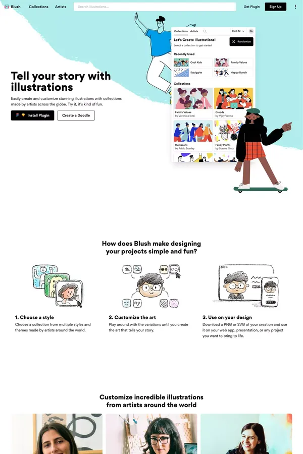 Blush: Illustrations for everyone - Landing design inspiration