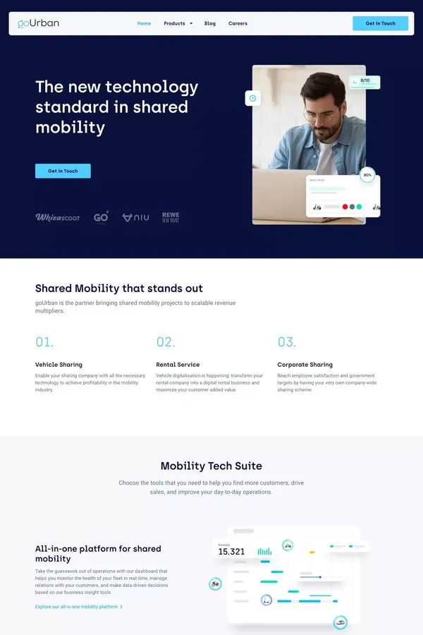 Home | goUrban - The Operating System for Shared Mobility - Landing design inspiration