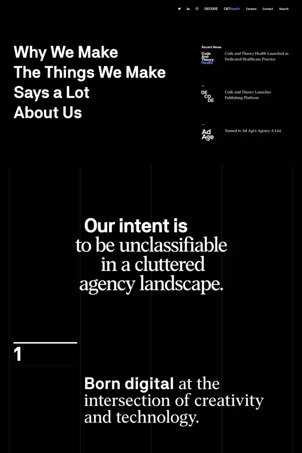 Code and Theory - Portfolio design inspiration