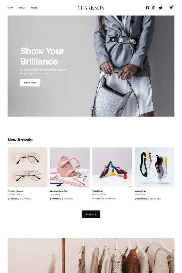 Clarkson - Fashion Webflow Template - Template design inspiration