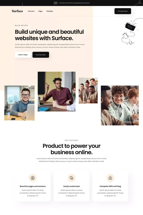 Surface - Startup Webflow Template - Template design inspiration