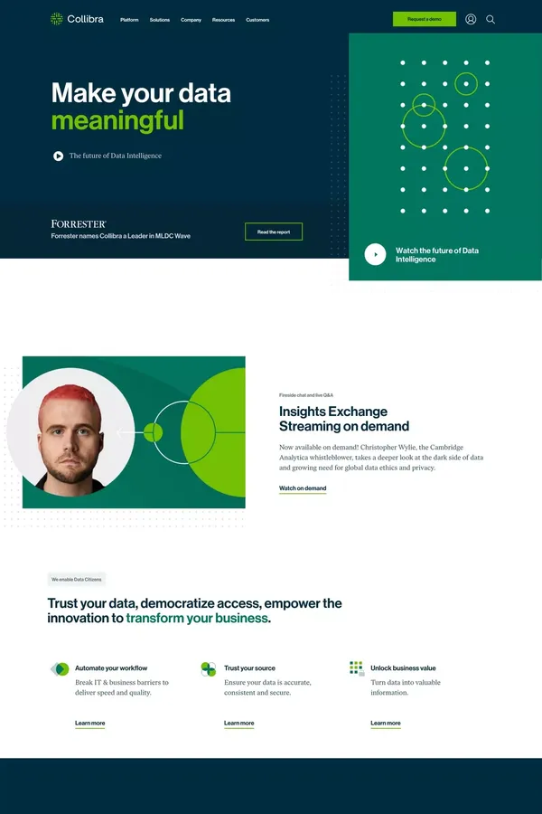 Make Data Meaningful | Collibra - Landing design inspiration