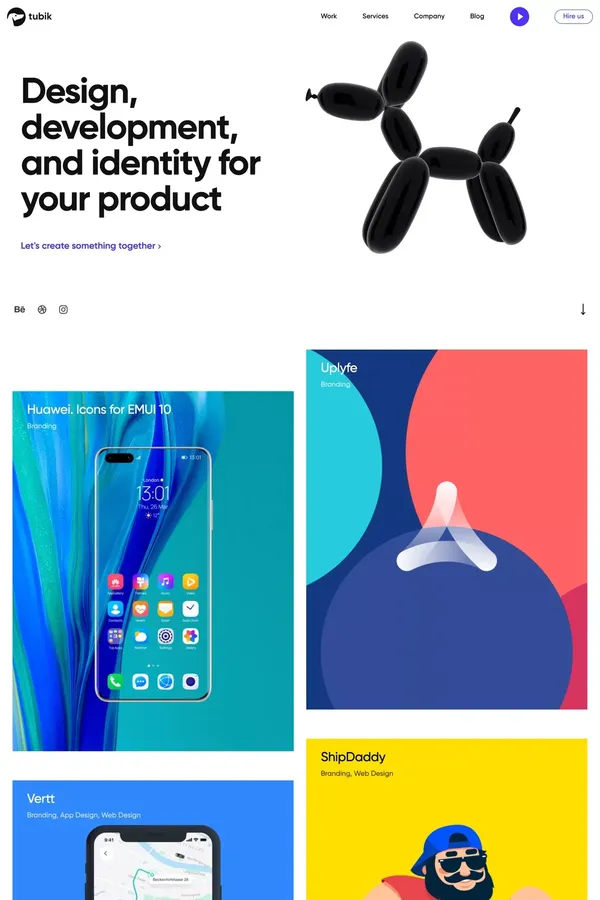 Tubik Studio, digital agency creating mobile and web products - Portfolio design inspiration