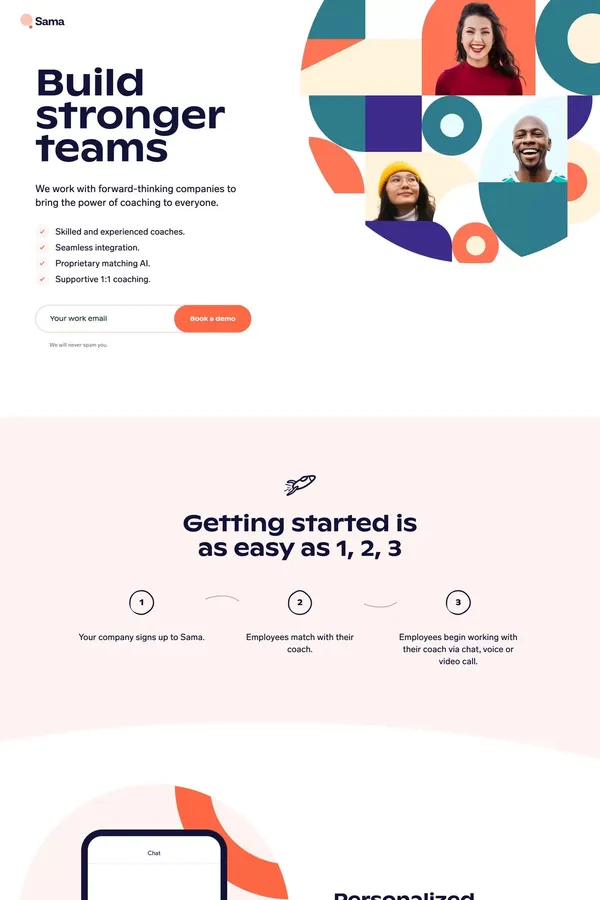 Build stronger teams - Sama - Landing design inspiration