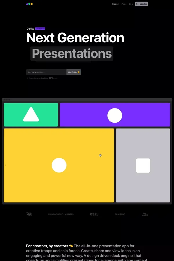 Dekks | Next Generation Presentations - Landing design inspiration