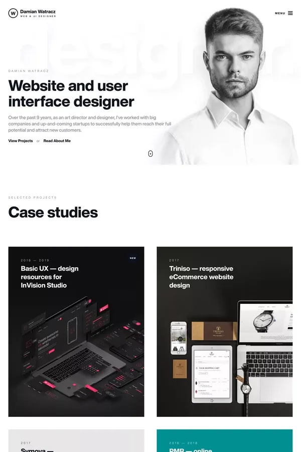 Portfolio | Damian Watracz - Freelance Web & UI Designer - Portfolio design inspiration