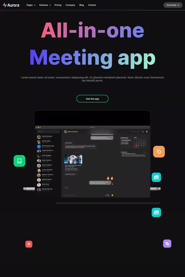 Aurora - App Webflow Template - Template design inspiration