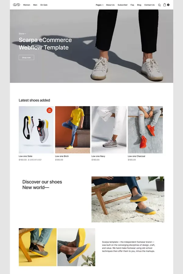 Scarpa - Retail Webflow Template - Template design inspiration