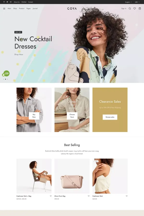 Goya - Modern WooCommerce Theme | ThemeForest - Template design inspiration