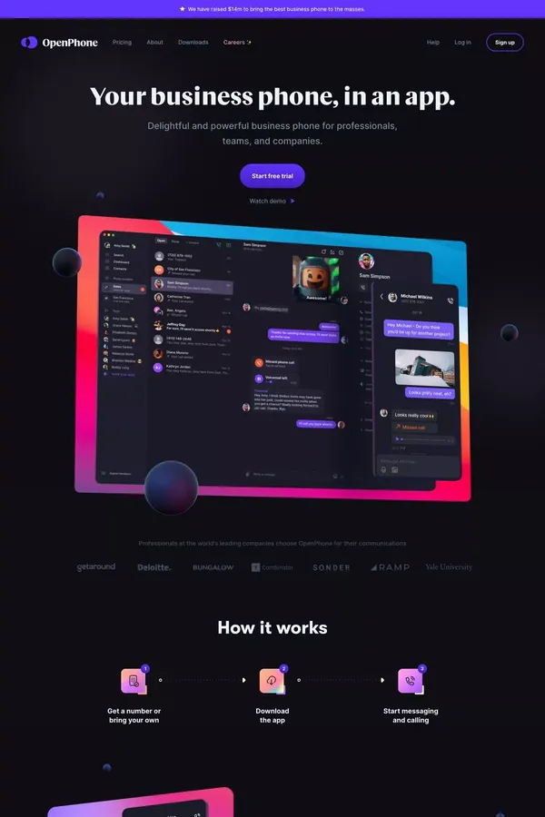 OpenPhone - Modern Business Phone for Startups and Small Businesses - Landing design inspiration