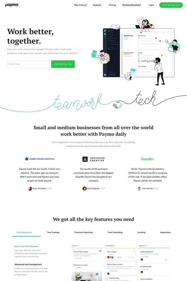 Paymo · Work Management Software for Teams	 - Landing design inspiration