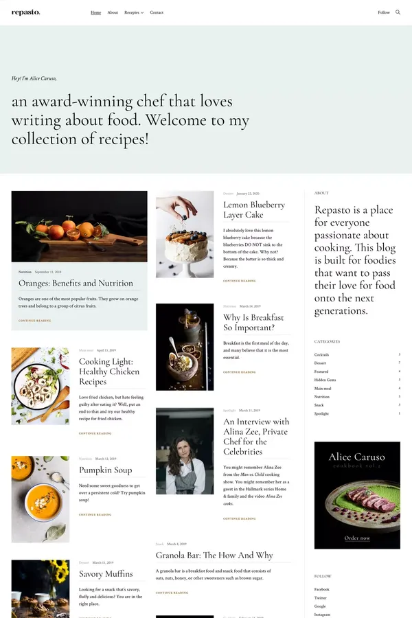 Repasto - Food blog WordPress theme - ThemesKingdom - Template design inspiration