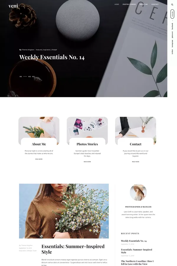 Veni - WordPress + WooCommerce blog theme - ThemesKingdom - Template design inspiration
