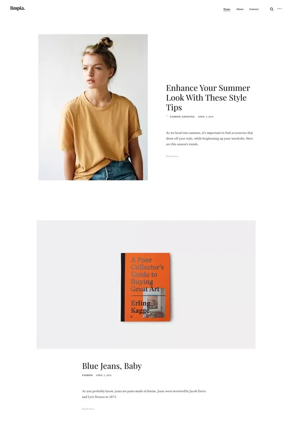 Limpia - a free WordPress blog theme made for influencers - ThemesKingdom - Template design inspiration