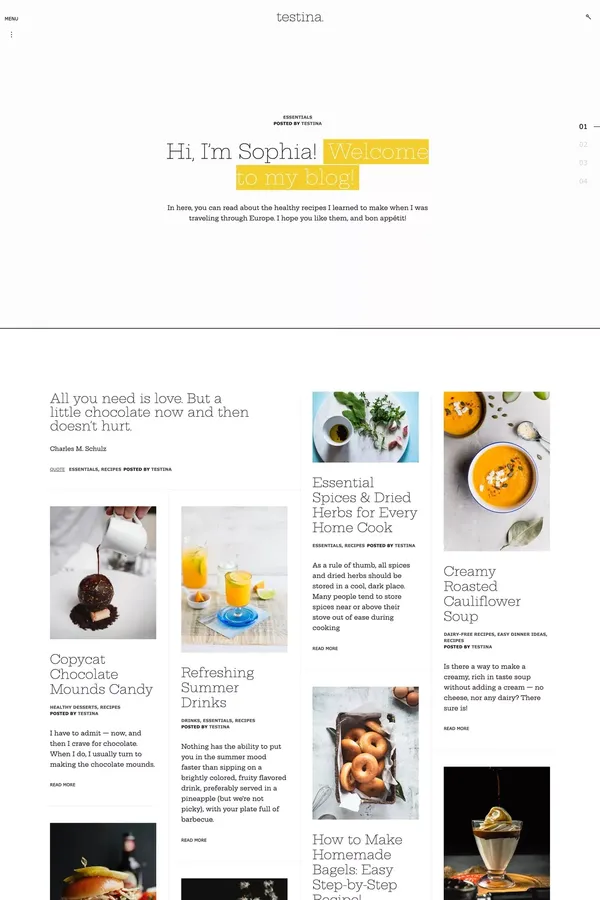 Testina - Delicious food blog WordPress theme - ThemesKingdom - Template design inspiration