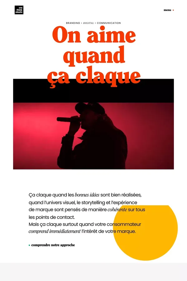 Bienvenue chez we think elastic - branding digital communication - Portfolio design inspiration