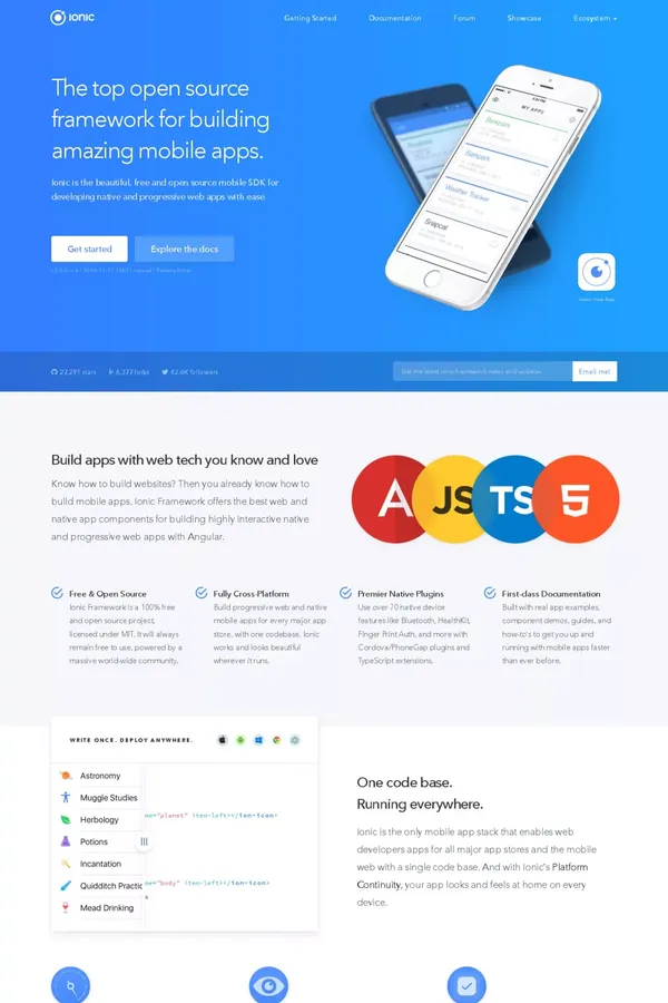 Build Amazing Native Apps and Progressive Web Apps with Ionic Framework and Angular - Landing design inspiration