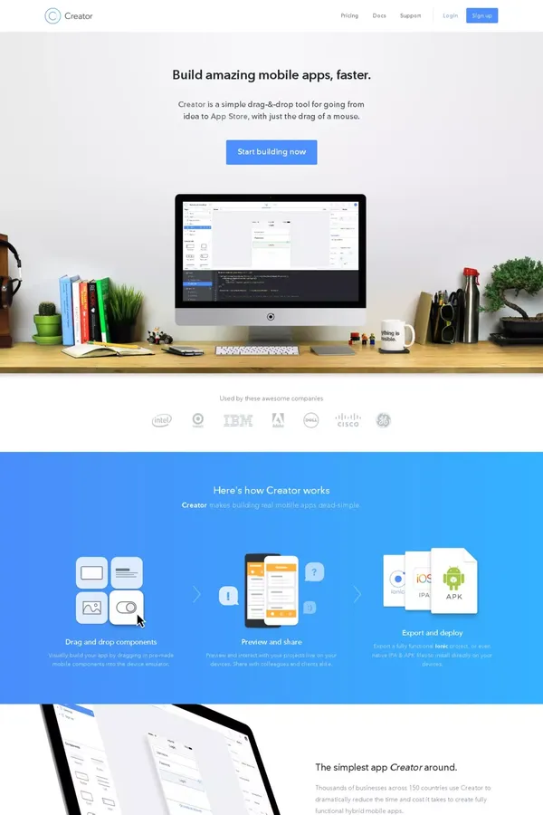 Ionic Creator - Rapid Mobile App Builder - Landing design inspiration