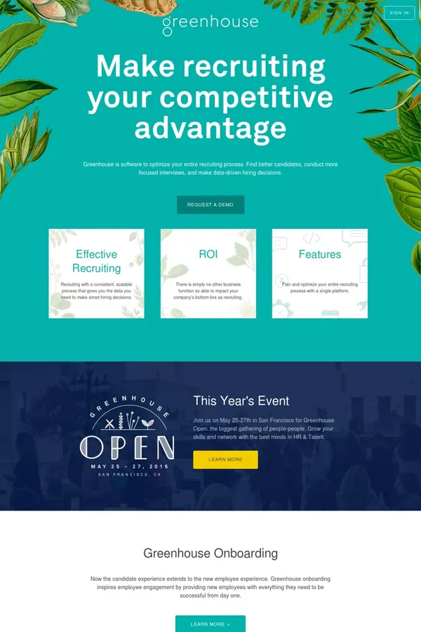 Greenhouse | Recruiting Software - Landing design inspiration