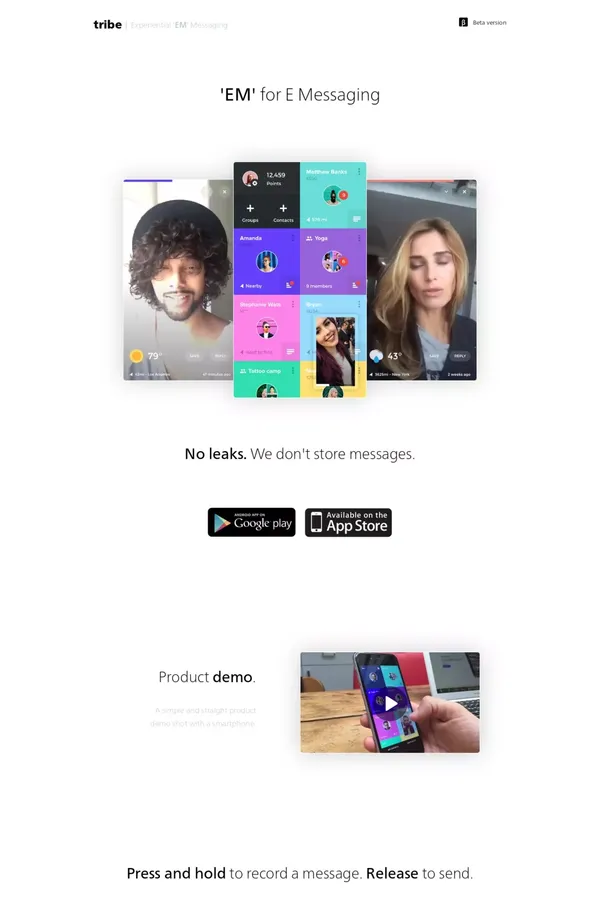Tribe - Experiential Messaging™ - Landing design inspiration
