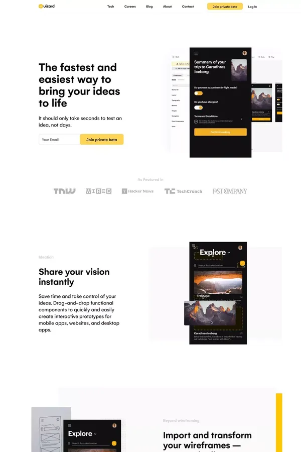uizard - Landing design inspiration