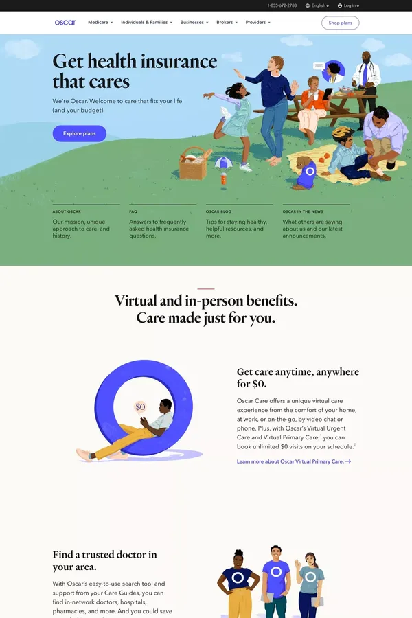 Oscar | Smart, simple health insurance. - Landing design inspiration