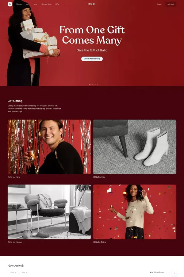 Italic | Luxury without labels. - Ecommerce design inspiration