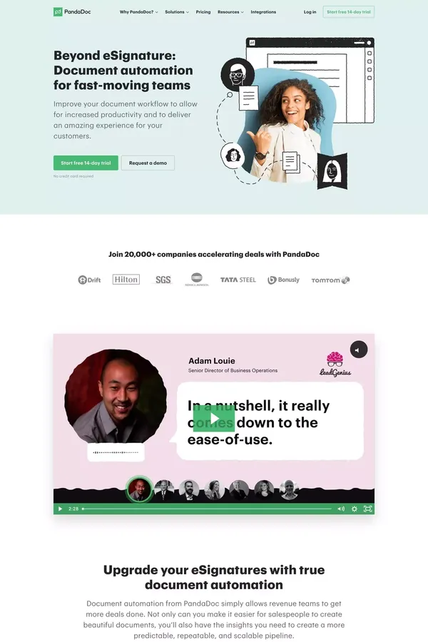 PandaDoc - Create, Approve, Track & eSign Docs 30% Faster - Landing design inspiration