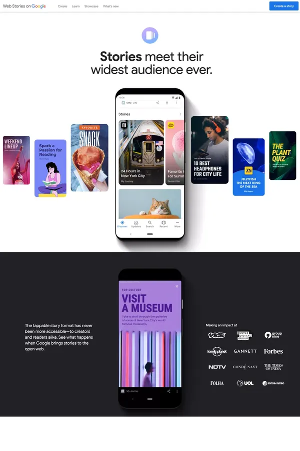 Web Stories on Google - Landing design inspiration