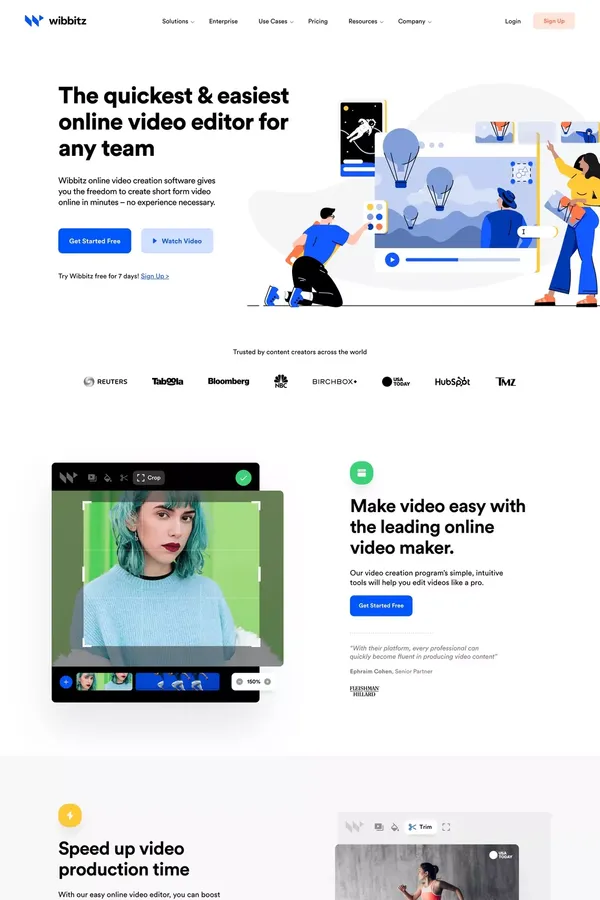 Wibbitz: Easy Online Video Creation & Editing - Landing design inspiration