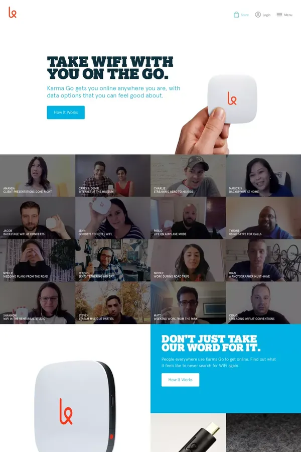 Karma | Take WiFi with you on the go. - Landing design inspiration