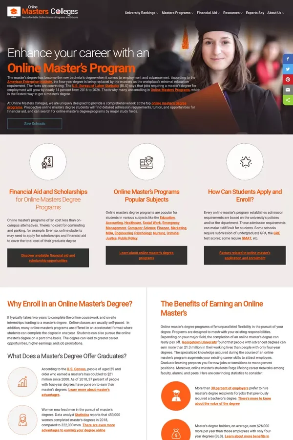 Online Masters Programs for 2020 and beyond | Online Masters Colleges - website design inspiration