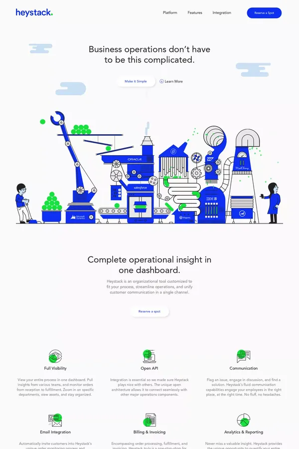 Heystack. - Simplify your operations, delight your customers - Landing design inspiration