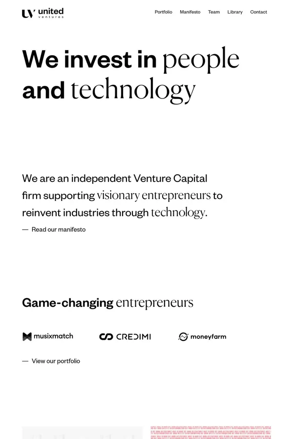 United Ventures — We invest in people and technology - website design inspiration