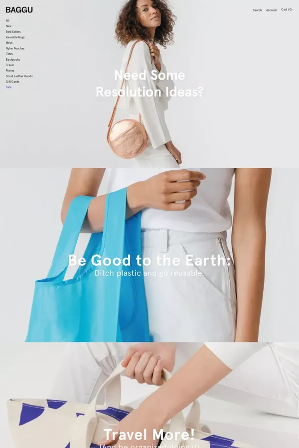 BAGGU | Bags, Clutches, and Accessories - Ecommerce design inspiration