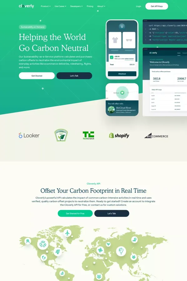 Carbon Neutral Platform for Sustainable Companies | Cloverly - Landing design inspiration