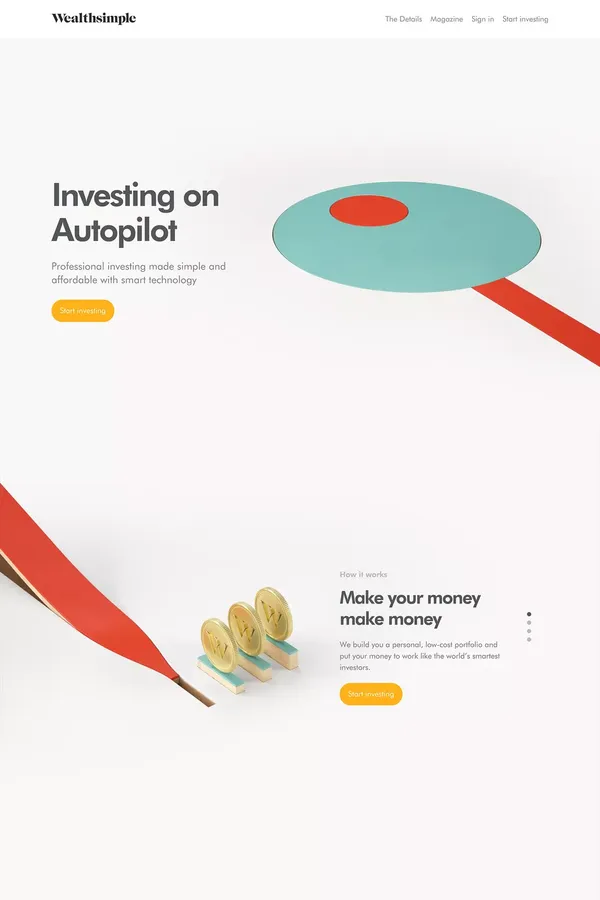 Investing on Autopilot | Wealthsimple - Landing design inspiration