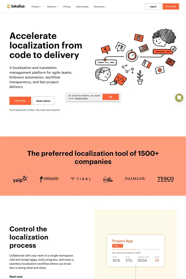 A Localization and Translation Software Tool | Lokalise - Landing design inspiration