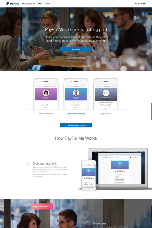 PayPal.Me - Landing design inspiration