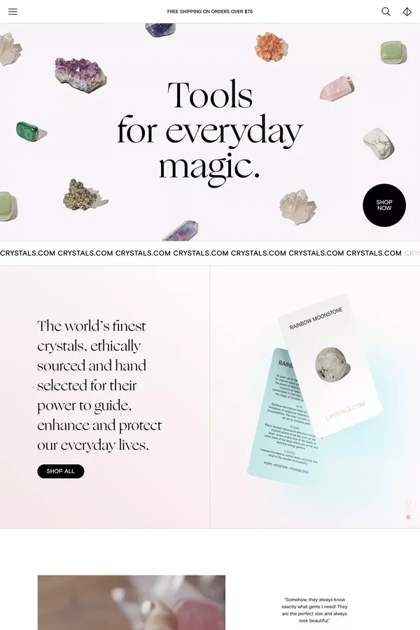 CRYSTALS.COM - Landing design inspiration