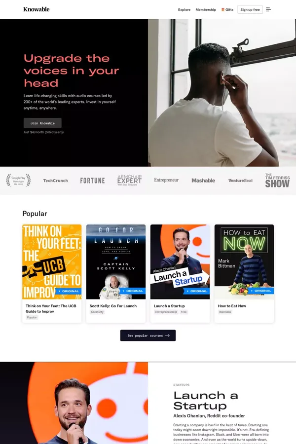 Knowable - Landing design inspiration