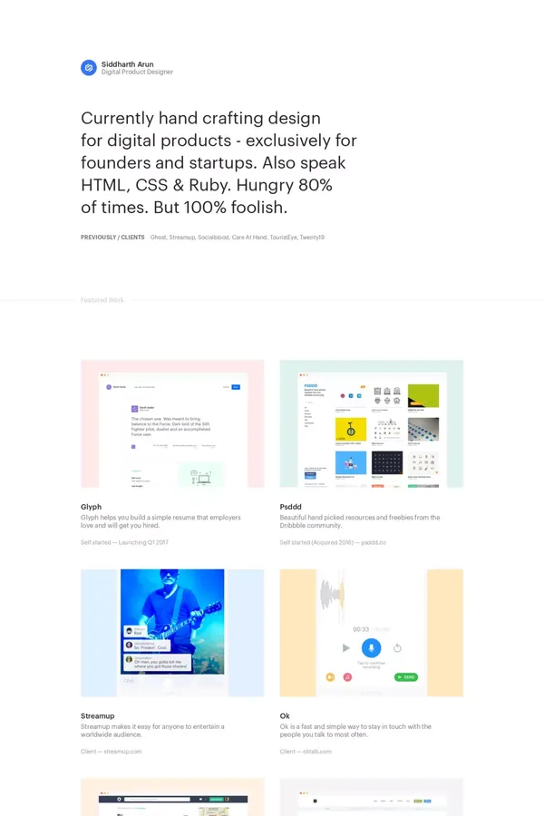 Siddharth Arun / Digital Product Designer - Portfolio design inspiration