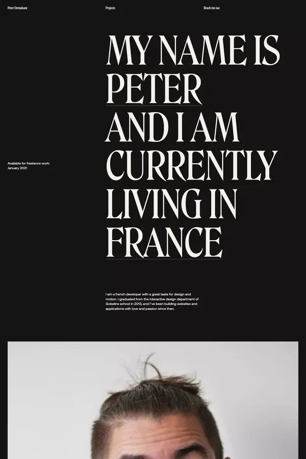 Peter Demulsant — Interactive developer - Portfolio design inspiration