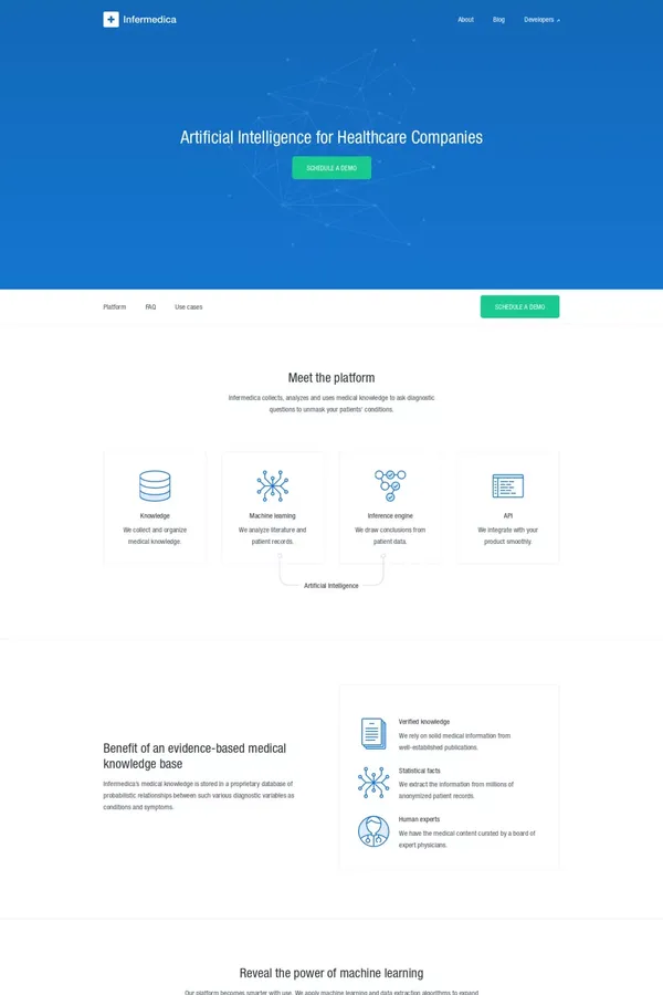 Artificial Intelligence for Healthcare Companies – Infermedica - Landing design inspiration