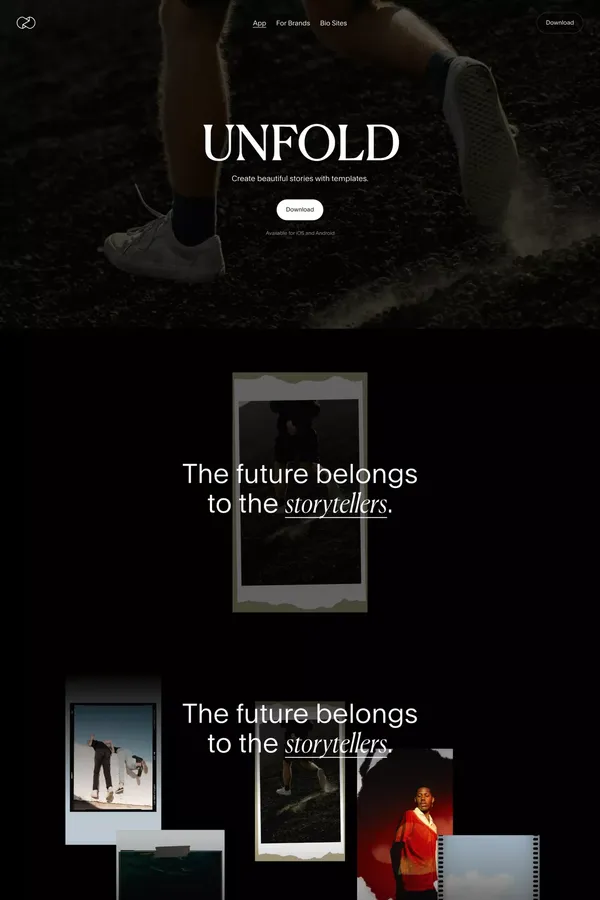 Unfold — Toolkit for Storytellers - Landing design inspiration