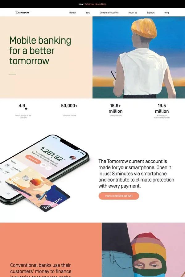 Mobile Banking für ein besseres Morgen | Tomorrow - Landing design inspiration