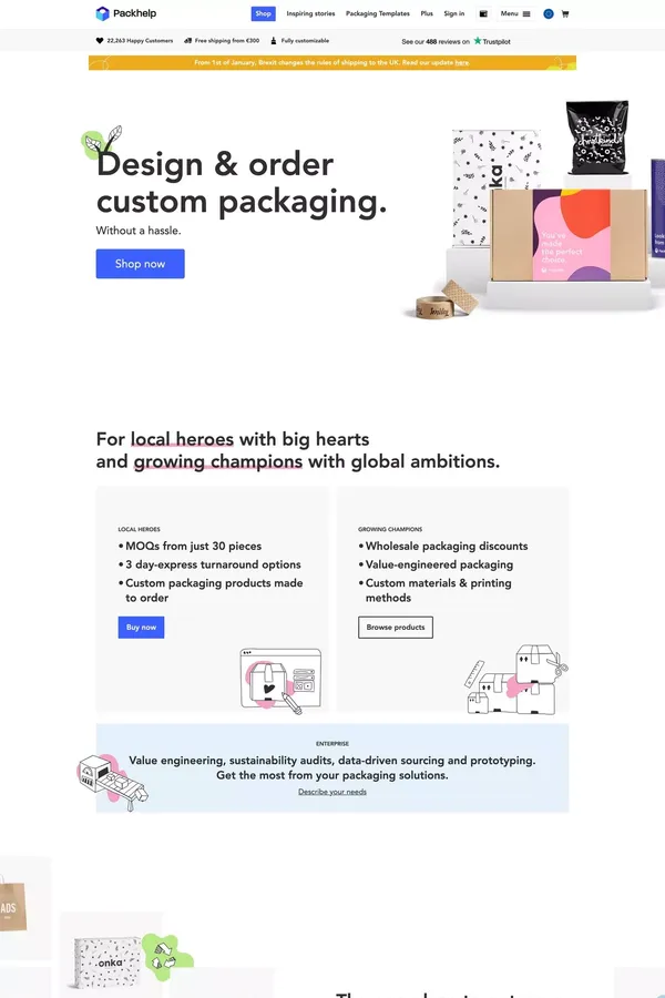 Design & Order Your Custom Packaging Online | Packhelp - Landing design inspiration